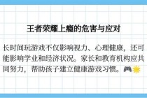揭露王者荣耀过度沉迷对青少年心理健康与视力保护的潜在威胁